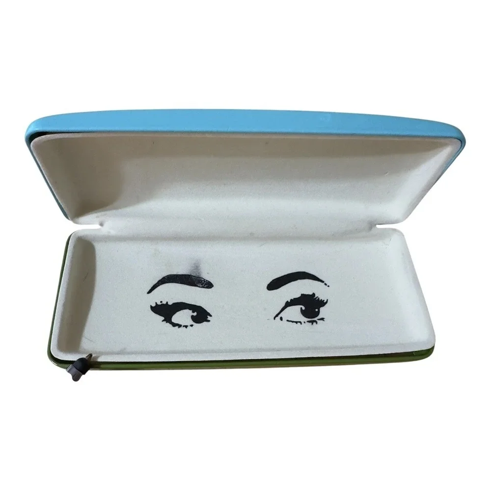 Kate Spade New York Eyeglasses Designer Hard Case Blue Green Eyes Glasses Holder - Picture 3 of 3